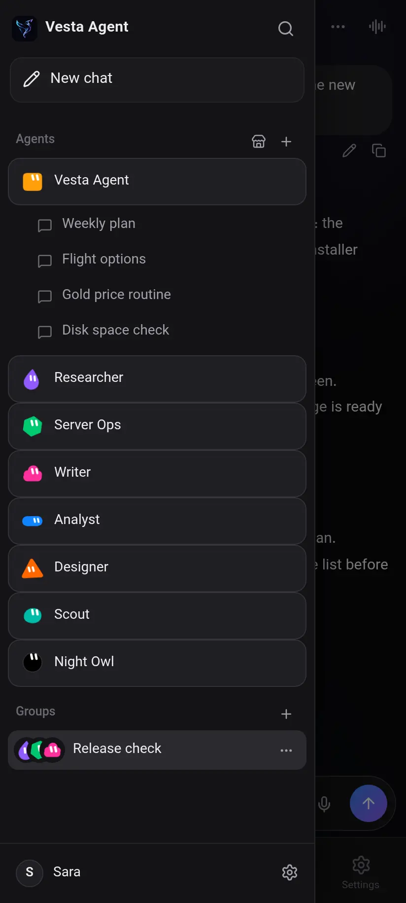 Vesta Agent on Android: Agents