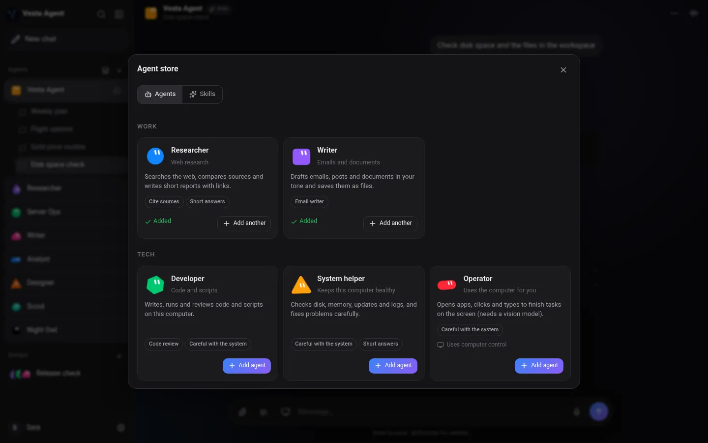 Agent store with ready-made agents